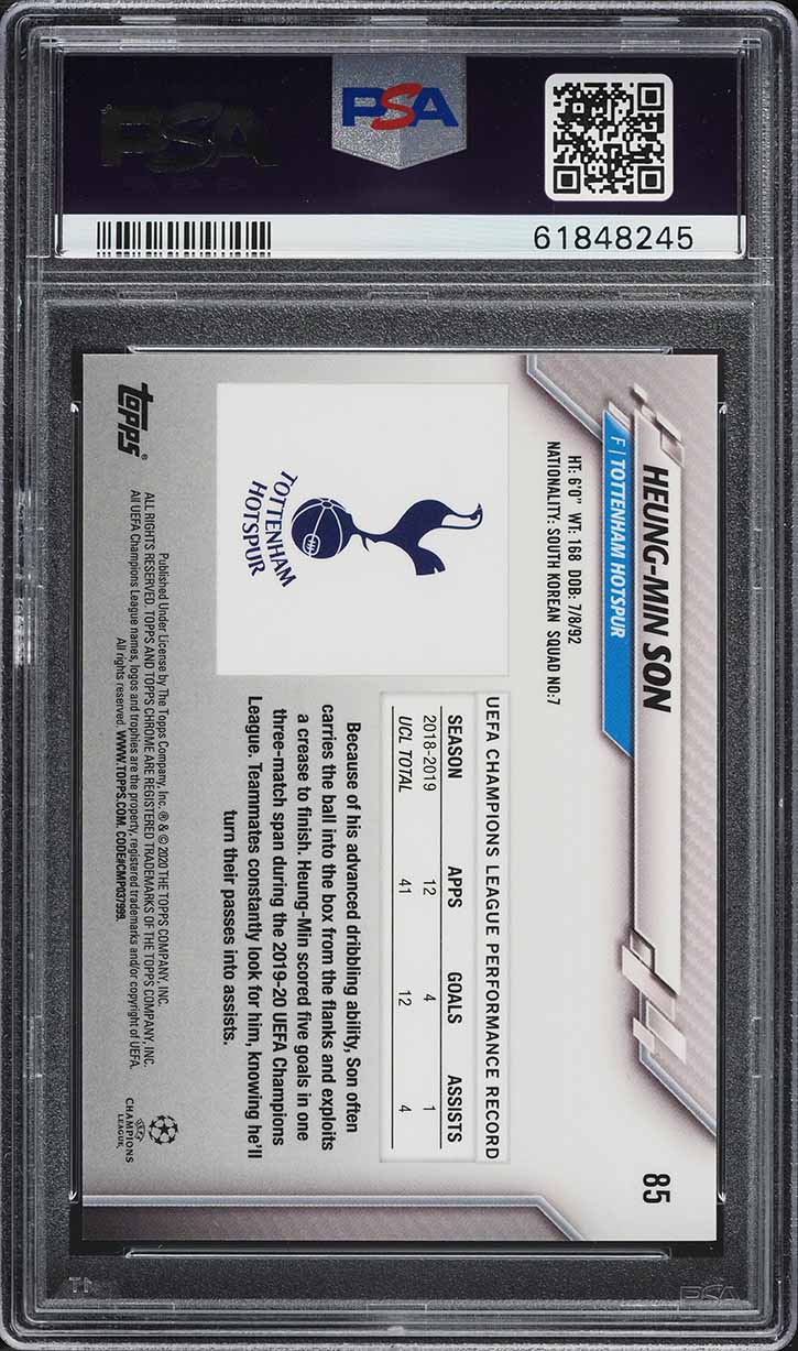2019 Topps Chrome UEFA Purple Carbon Fiber Refractor Heung-Min Son #85 PSA 9
