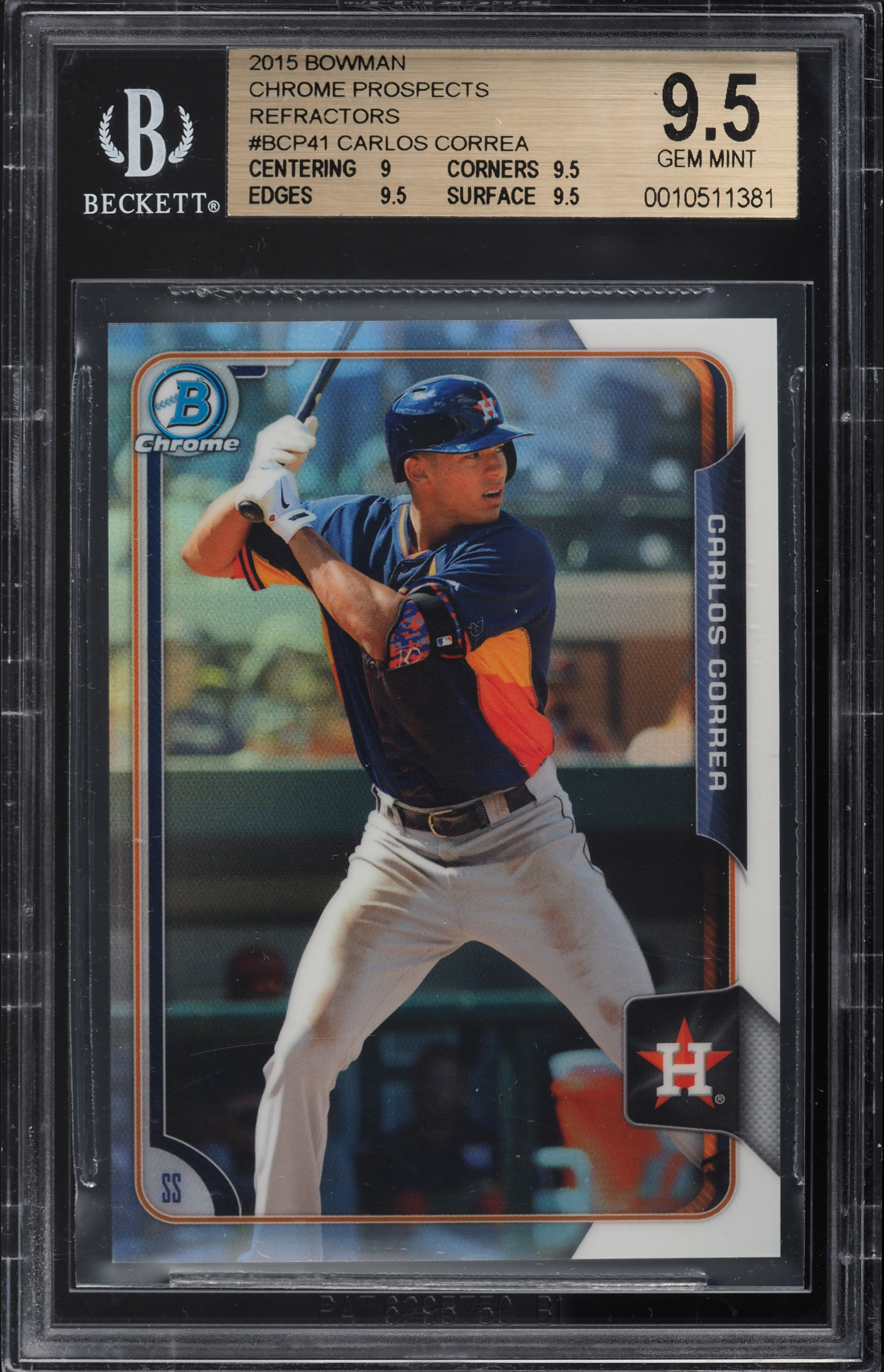 2015 Bowman Chrome Refractor Carlos Correa ROOKIE /499 #BCP41 BGS