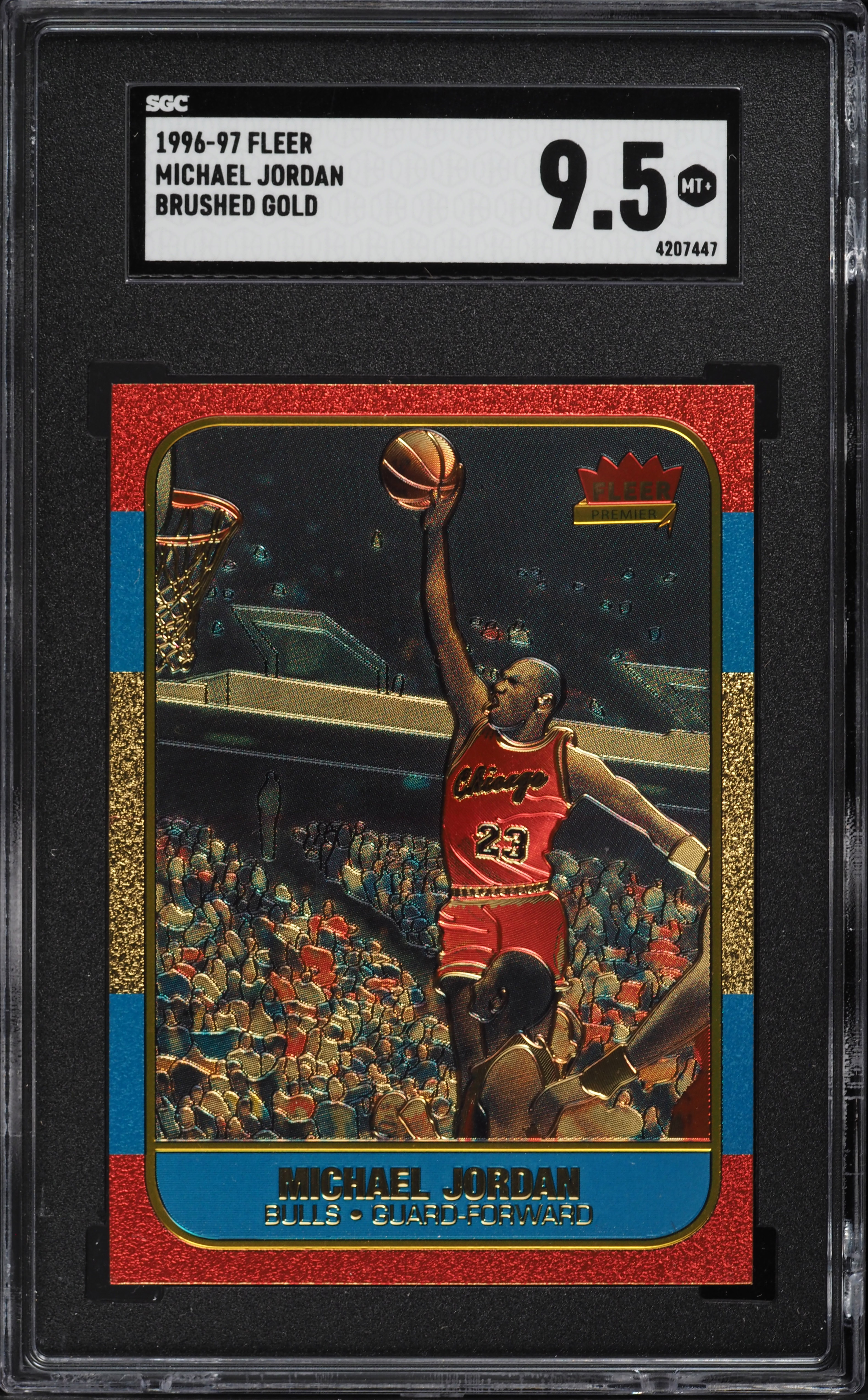 1996 Fleer Prismatic Brushed Gold Michael Jordan SGC 9.5 MINT+ on