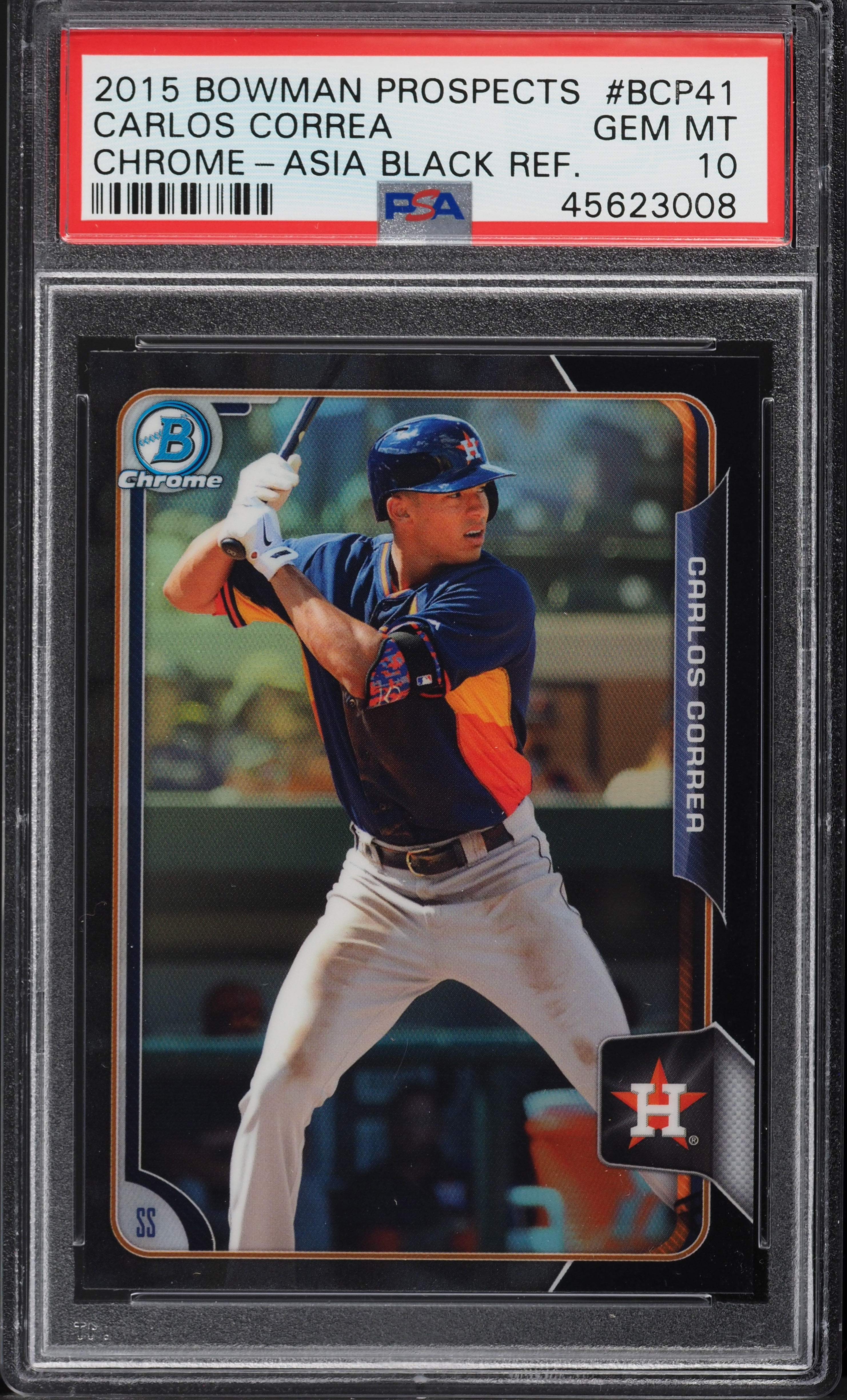 2015 Bowman Chrome Black Refractor Carlos Correa ROOKIE #BCP41 PSA