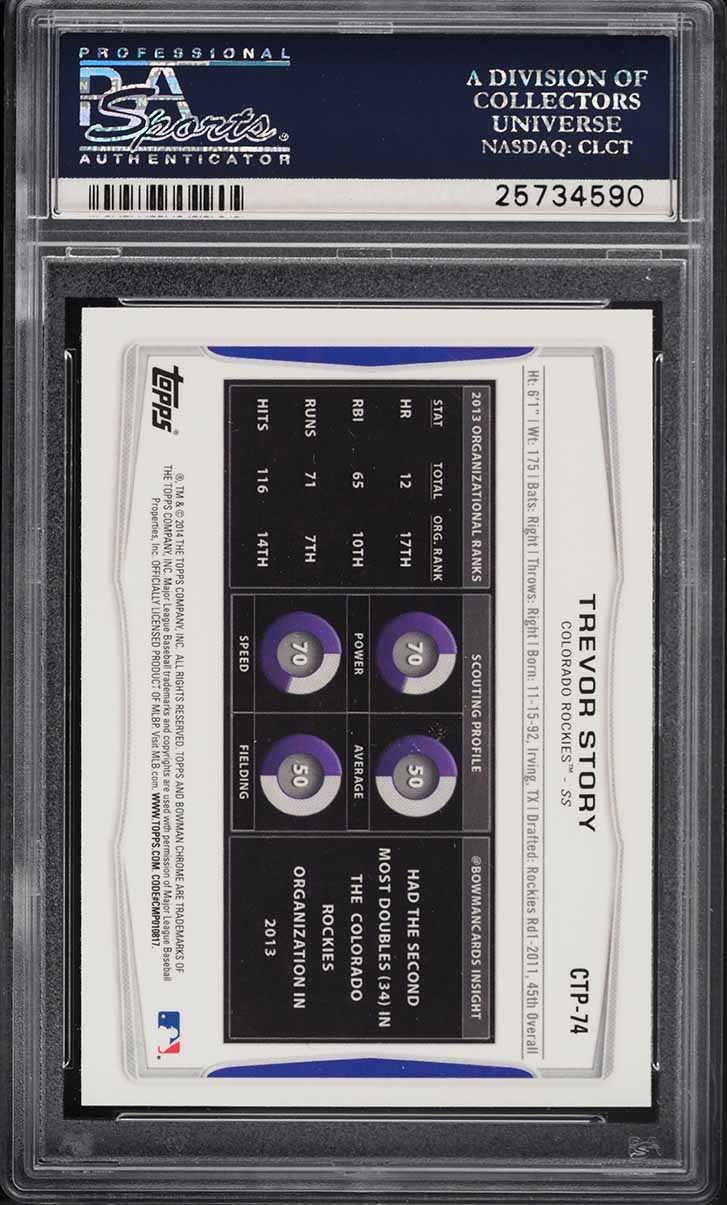 2014 Bowman Chrome Top Prospects Trevor Story ROOKIE #CTP-74 PSA 10 GEM MINT
