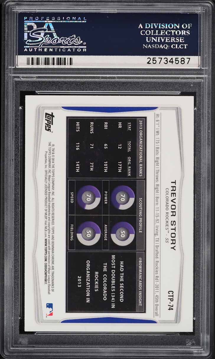 2014 Bowman Chrome Top Prospects Trevor Story ROOKIE #CTP-74 PSA 10 GEM MINT