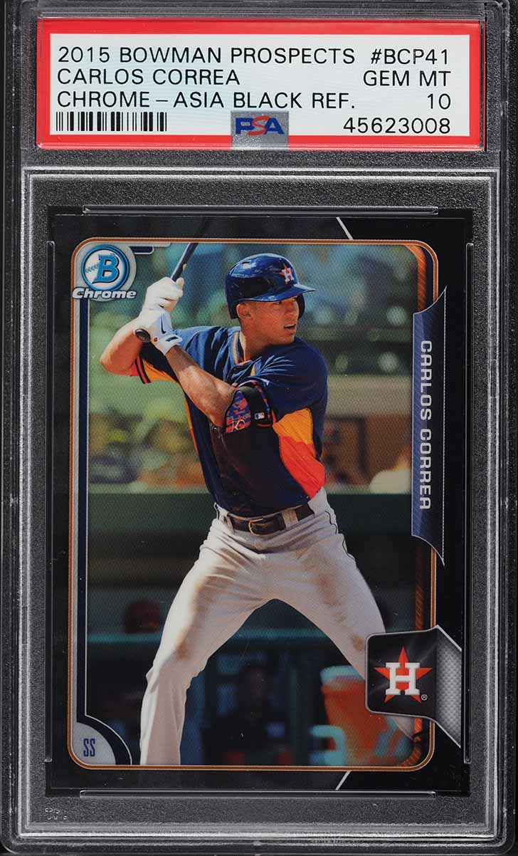 2015 Bowman Chrome Black Refractor Carlos Correa ROOKIE #BCP41 PSA