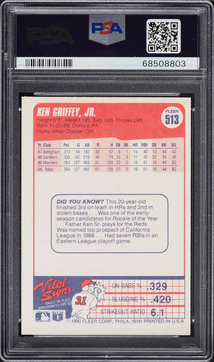 1990 Fleer Ken Griffey Jr. #513 PSA 7 NRMT