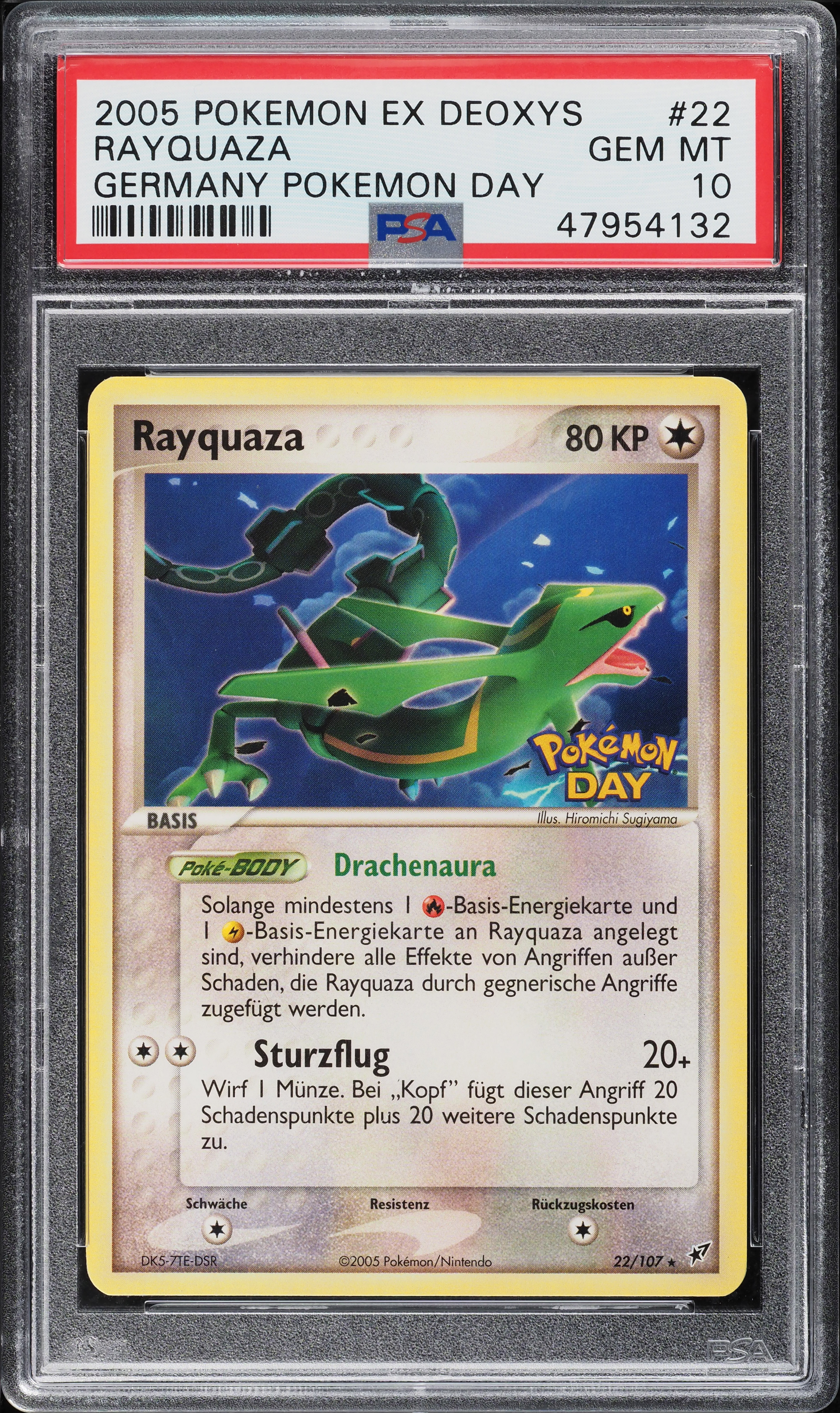 2005 Pokemon EX Deoxys Germany Pokemon Day Rayquaza #22 PSA 10 GEM