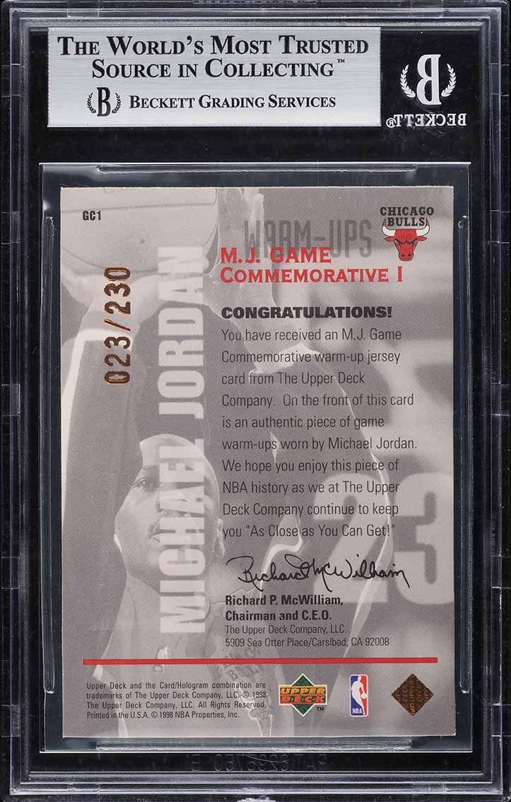 1998 Upper Deck MJx Warm-Ups Michael Jordan PATCH JERSEY # 23/230 #GC1 BGS 8.5