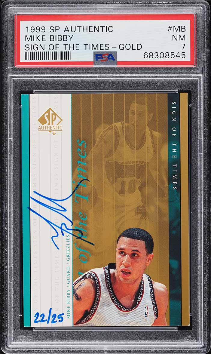 1999 SP Authentic Sign Of The Times Gold Mike Bibby AUTO /25 #MB PSA 7 NRMT