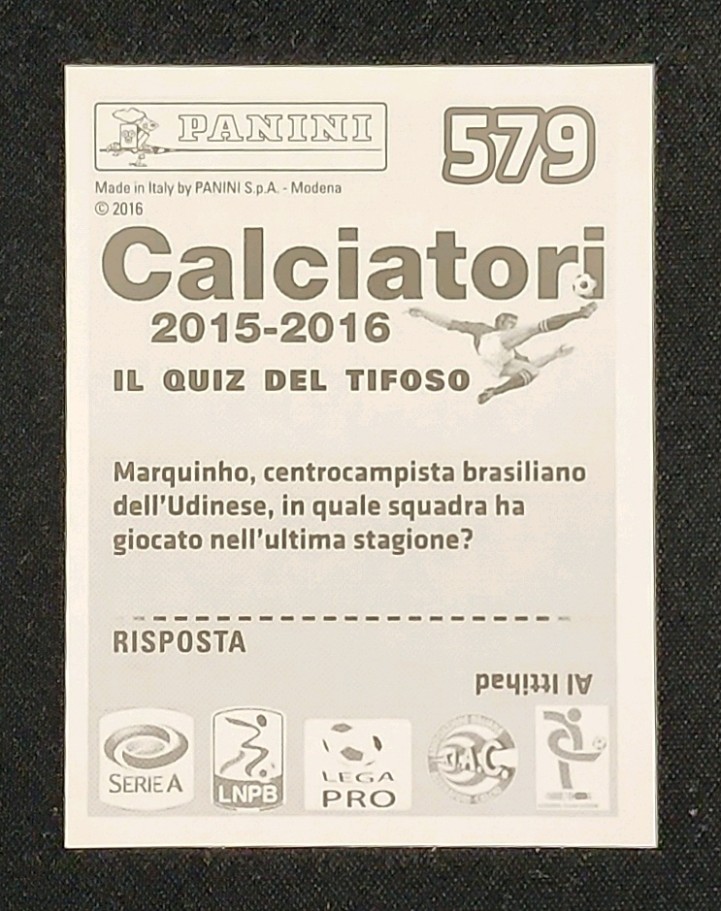2015 Panini Calciatori Stickers Bruno Fernandes #579 MBA AUTH