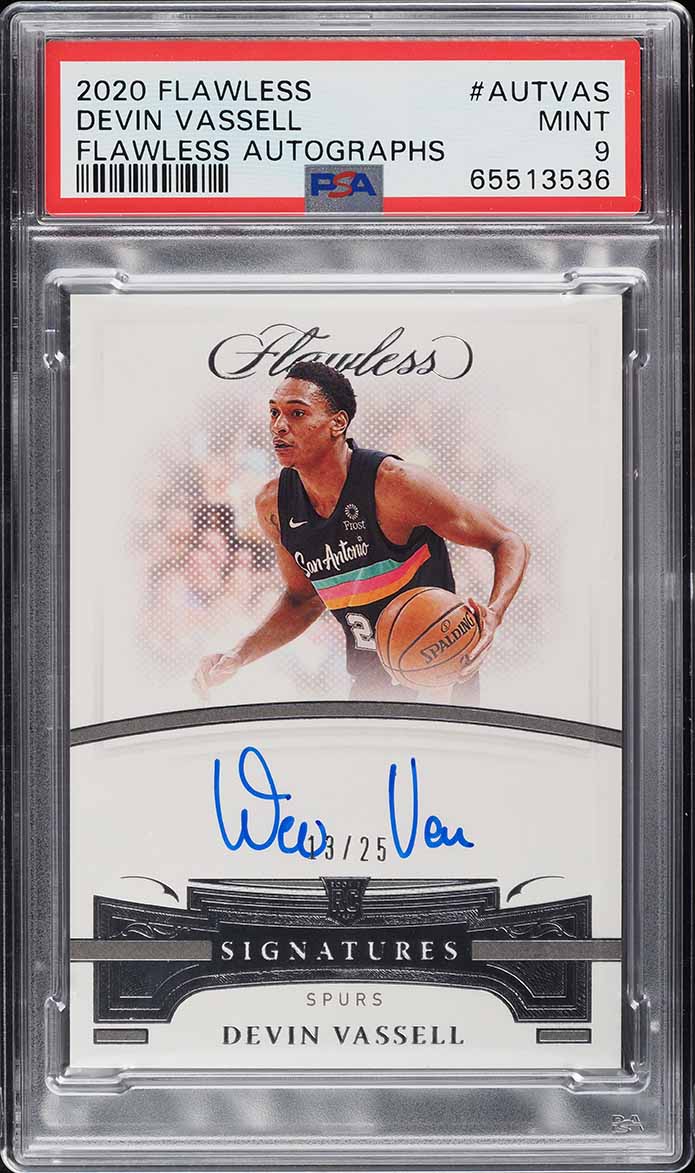 2020 Panini Flawless Devin Vassell ROOKIE AUTO /25 #AUT-VAS PSA 9 MINT