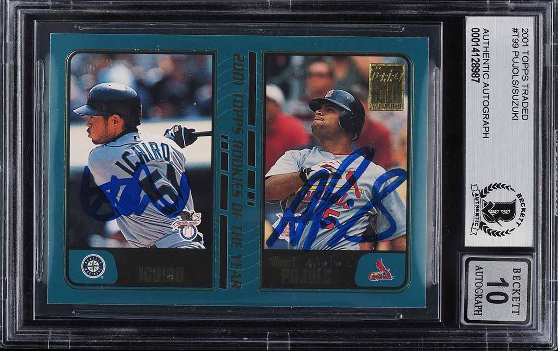 2001 Topps Traded Ichiro Suzuki & Albert Pujols ROOKIE AUTO #T99