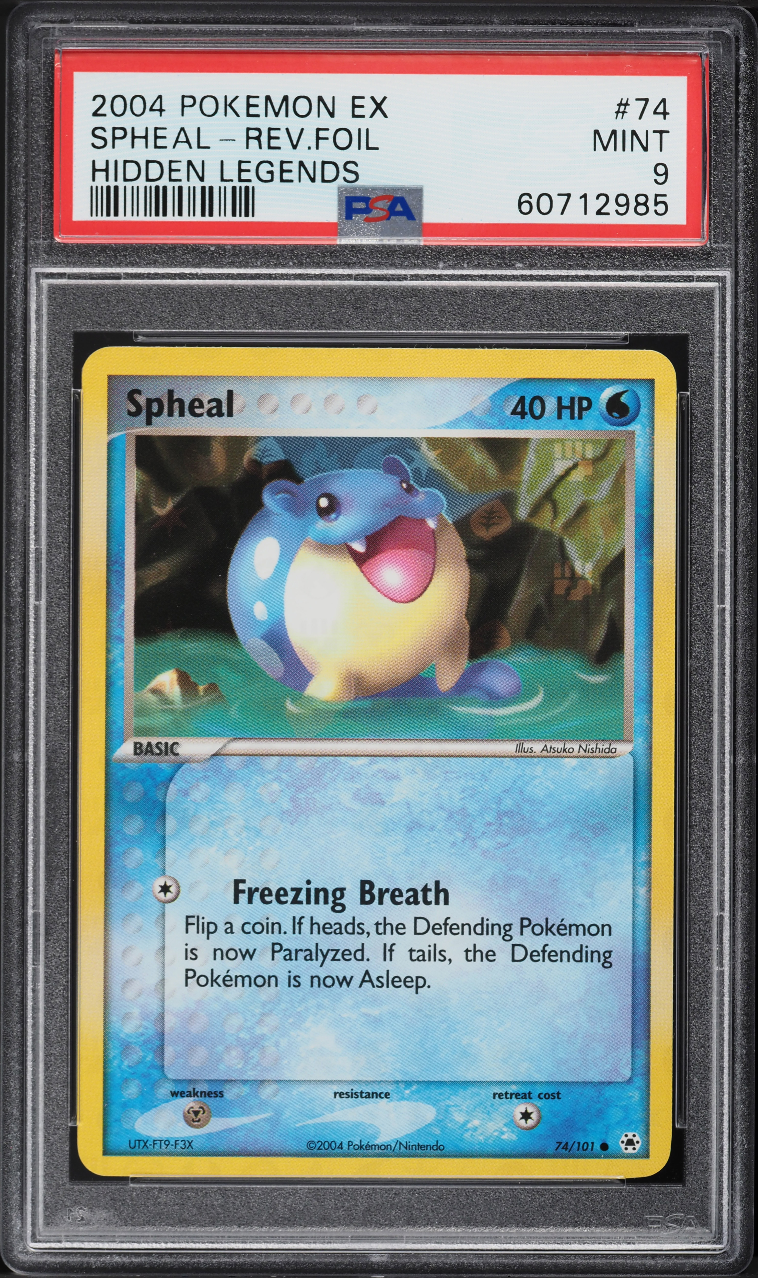 2004 Pokemon EX Hidden Legends Reverse Holo Spheal #74 PSA 9 MINT