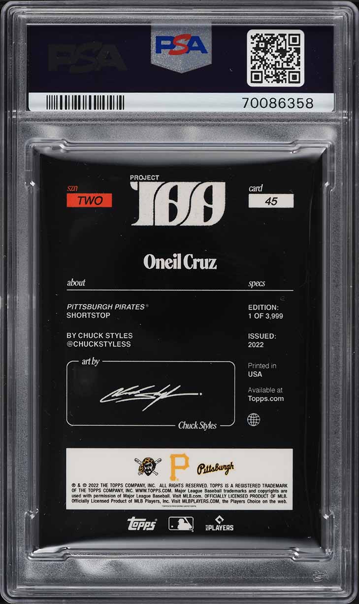 2022 Topps Project 100 Oneil Cruz ROOKIE #45 PSA 10 GEM MINT