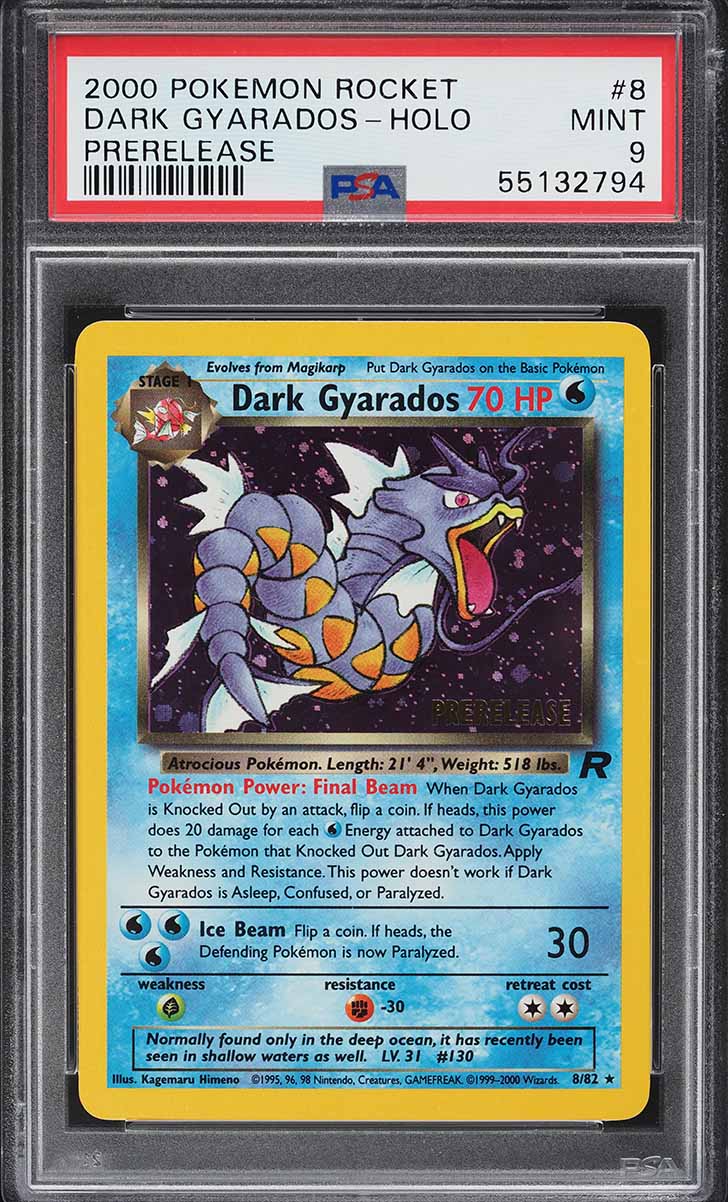 2000 Pokemon Team Rocket Prerelease Holo Dark Gyarados #8 PSA 9 MINT