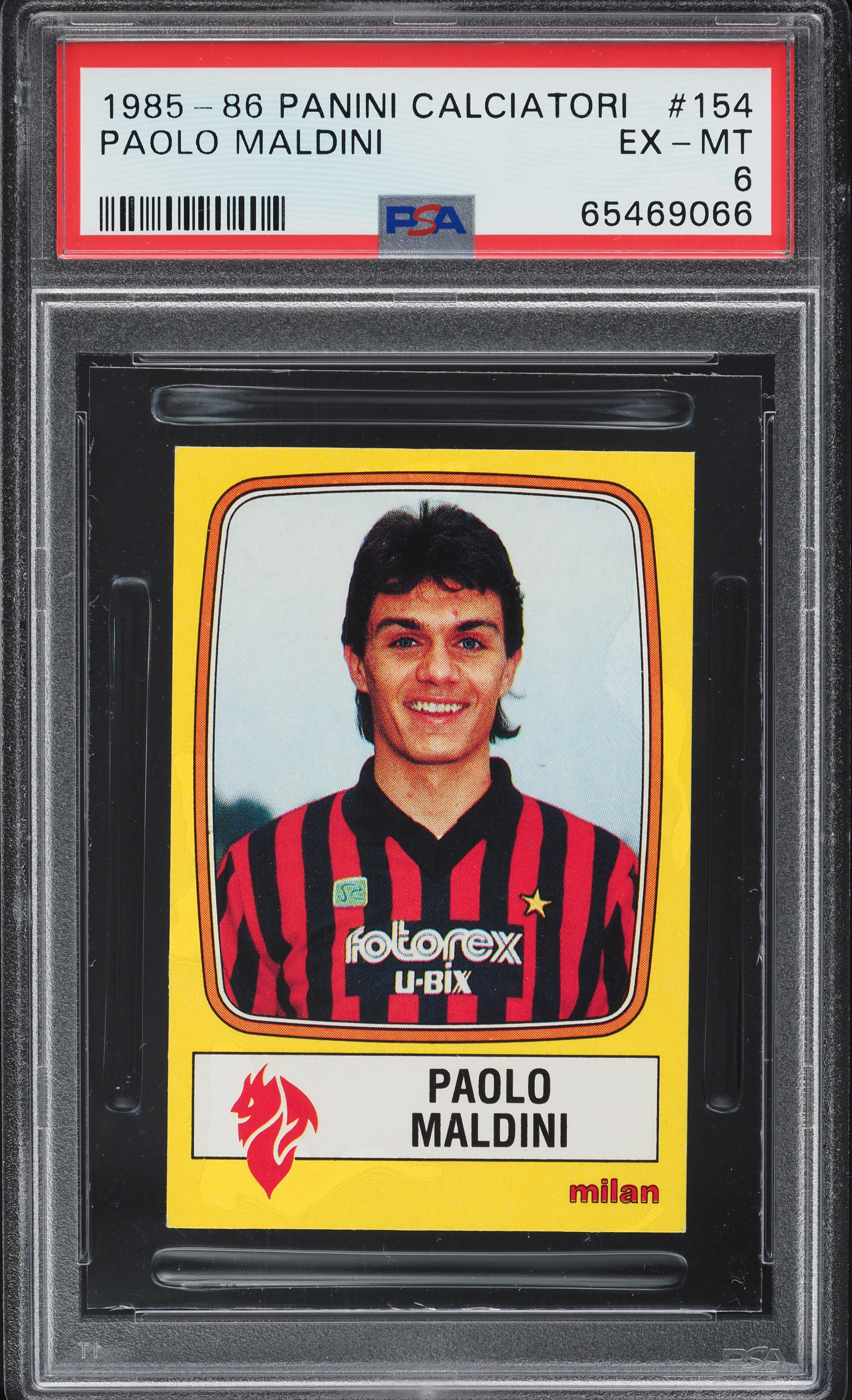 1985 Panini Calciatori Paolo Maldini ROOKIE #154 PSA 6 EXMT on