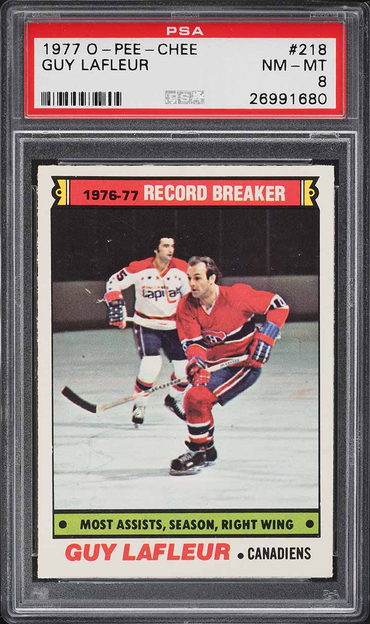 1977 O-Pee-Chee Hockey Guy Lafleur #218 PSA 8 NM-MT