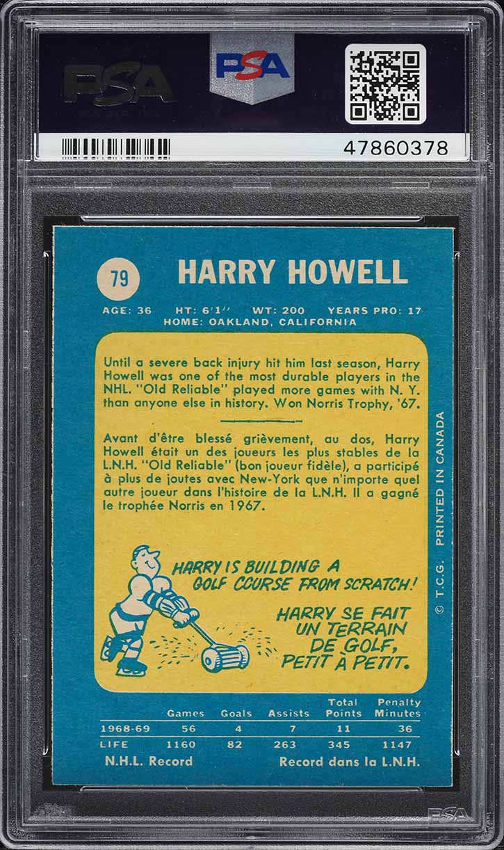 1969 O-Pee-Chee Hockey Harry Howell #79 PSA 8 NM-MT