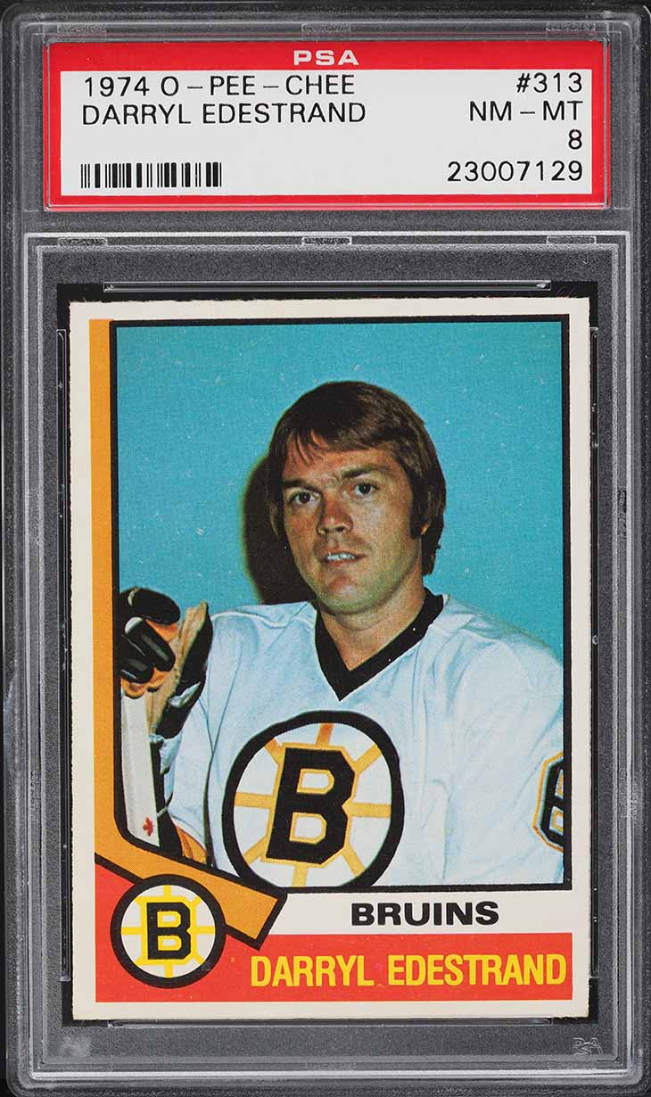 1974 O-Pee-Chee Hockey Darryl Edestrand #313 PSA 8 NM-MT