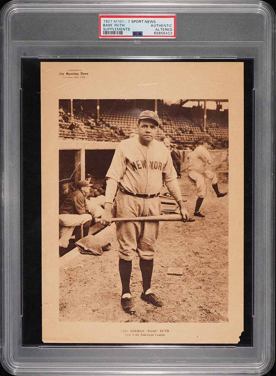 1927 M101-7 Sporting News Supplements Babe Ruth PSA ALTERED AUTH