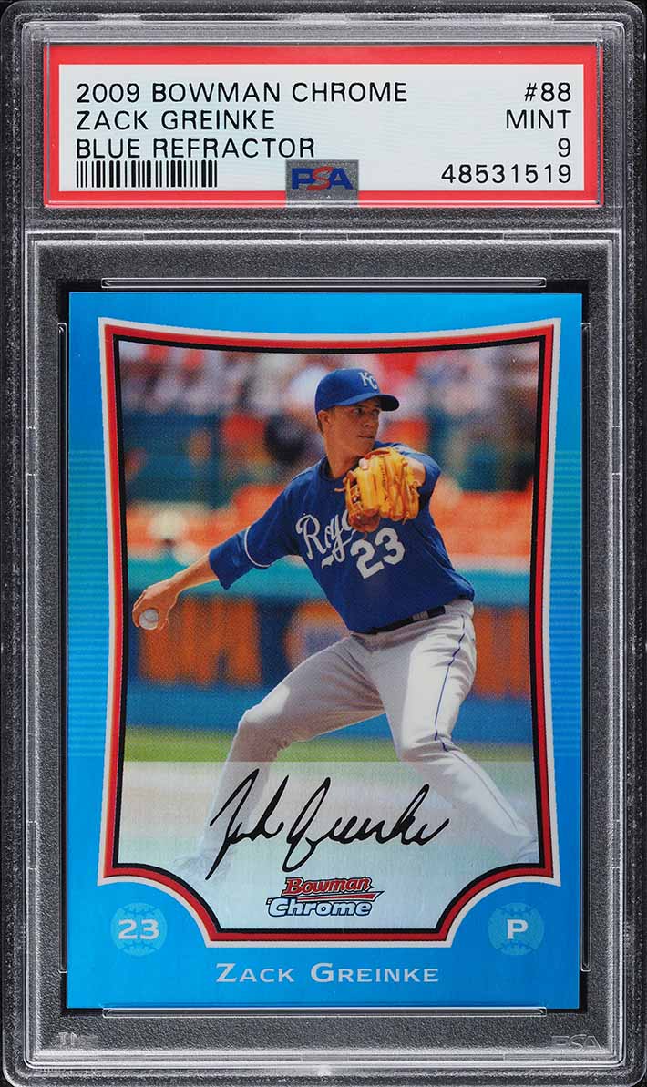 2009 Bowman Chrome Blue Refractor Zack Greinke /150 #88 PSA 9 MINT