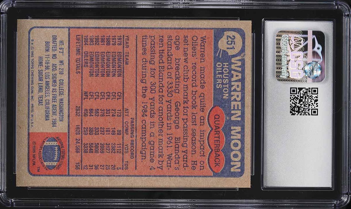 1985 Topps Football Warren Moon ROOKIE #251 CSG 6 EXMT