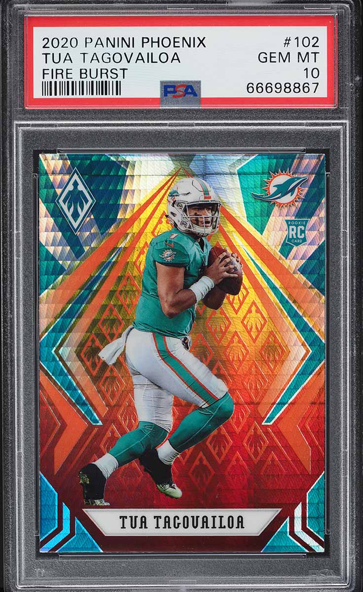 2020 Panini Phoenix Fire Burst Tua Tagovailoa ROOKIE #102 PSA 10 GEM MINT