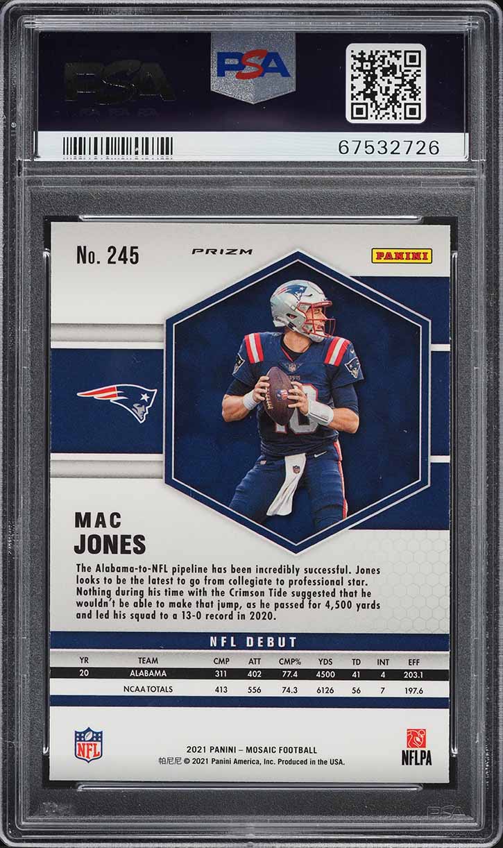 2021 Panini Mosaic Silver Mac Jones ROOKIE #245 PSA 10 GEM MINT