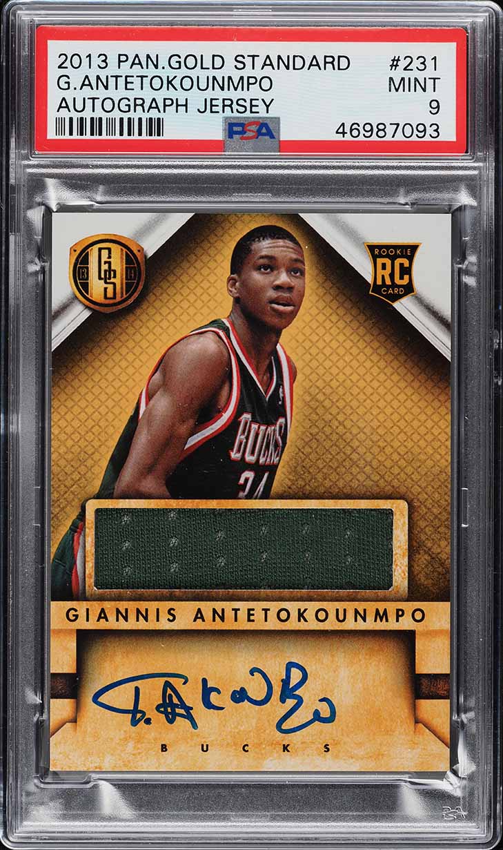 2013 Panini Gold Standard Giannis Antetokounmpo ROOKIE PATCH AUTO #231 PSA 9