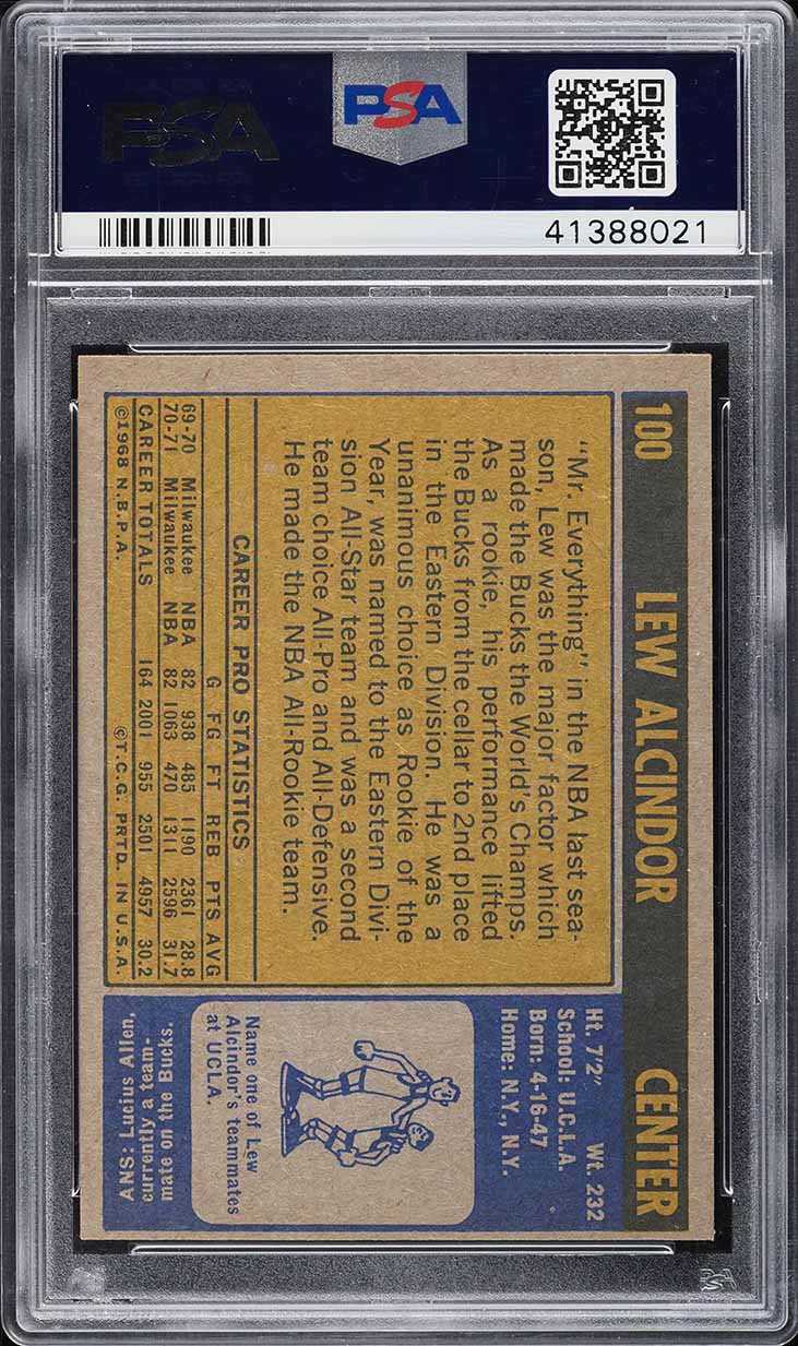 1971 Topps Basketball Lew Alcindor #100 PSA 6 EXMT