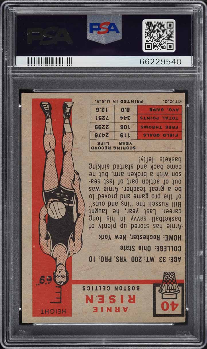 1957 Topps Basketball Arnie Risen #40 PSA 6 EXMT