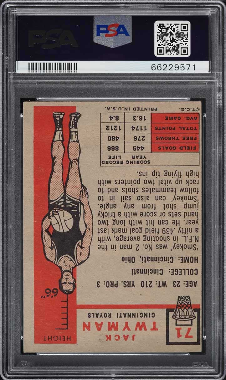 1957 Topps Basketball Jack Twyman ROOKIE #71 PSA 4 VGEX