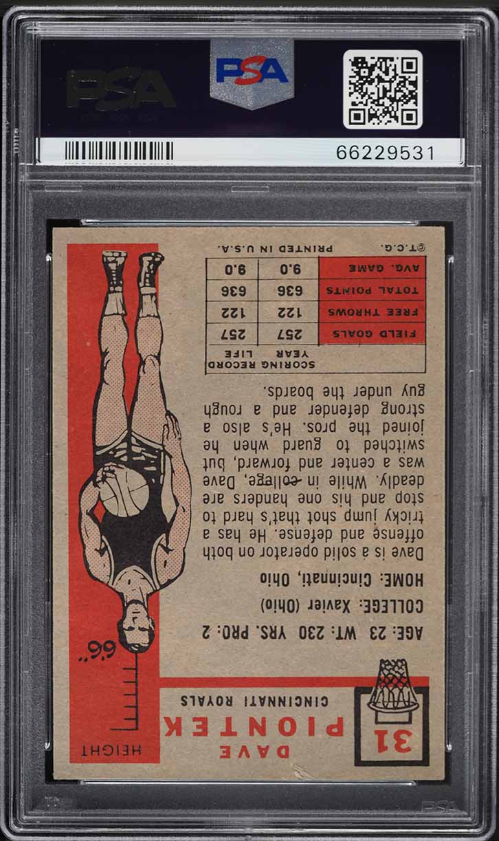 1957 Topps Basketball Dave Piontek #31 PSA 4 VGEX