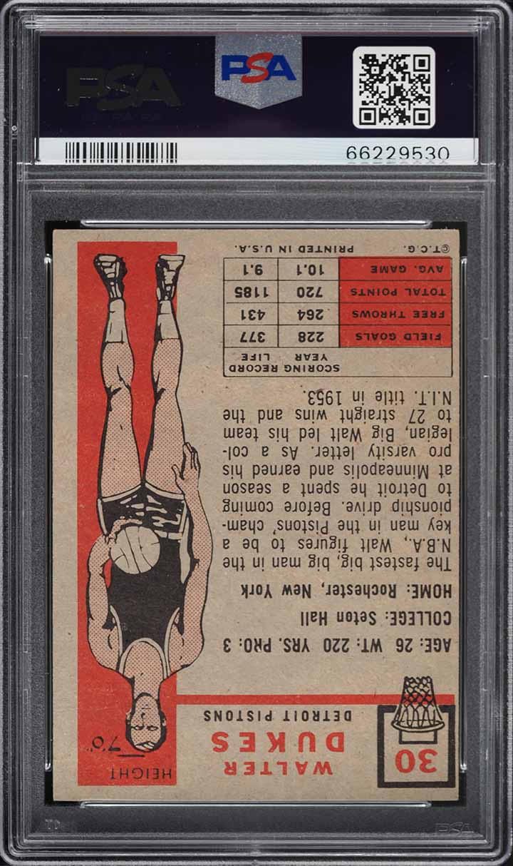 1957 Topps Basketball Walter Dukes #30 PSA 5 EX