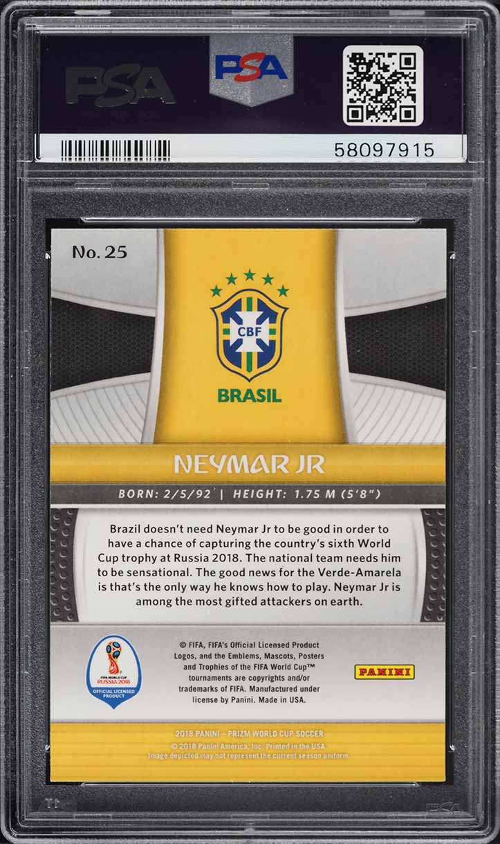 2018 Panini Prizm World Cup Neymar Jr. #25 PSA 10 GEM MINT