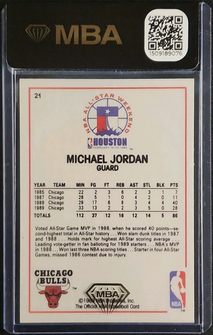 1989 Hoops Michael Jordan ALL-STAR #21 MBA AUTH