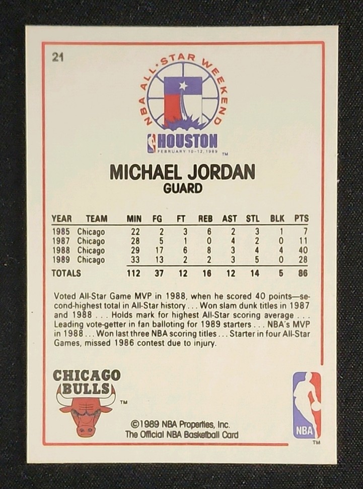 1989 Hoops Michael Jordan ALL-STAR #21 MBA AUTH