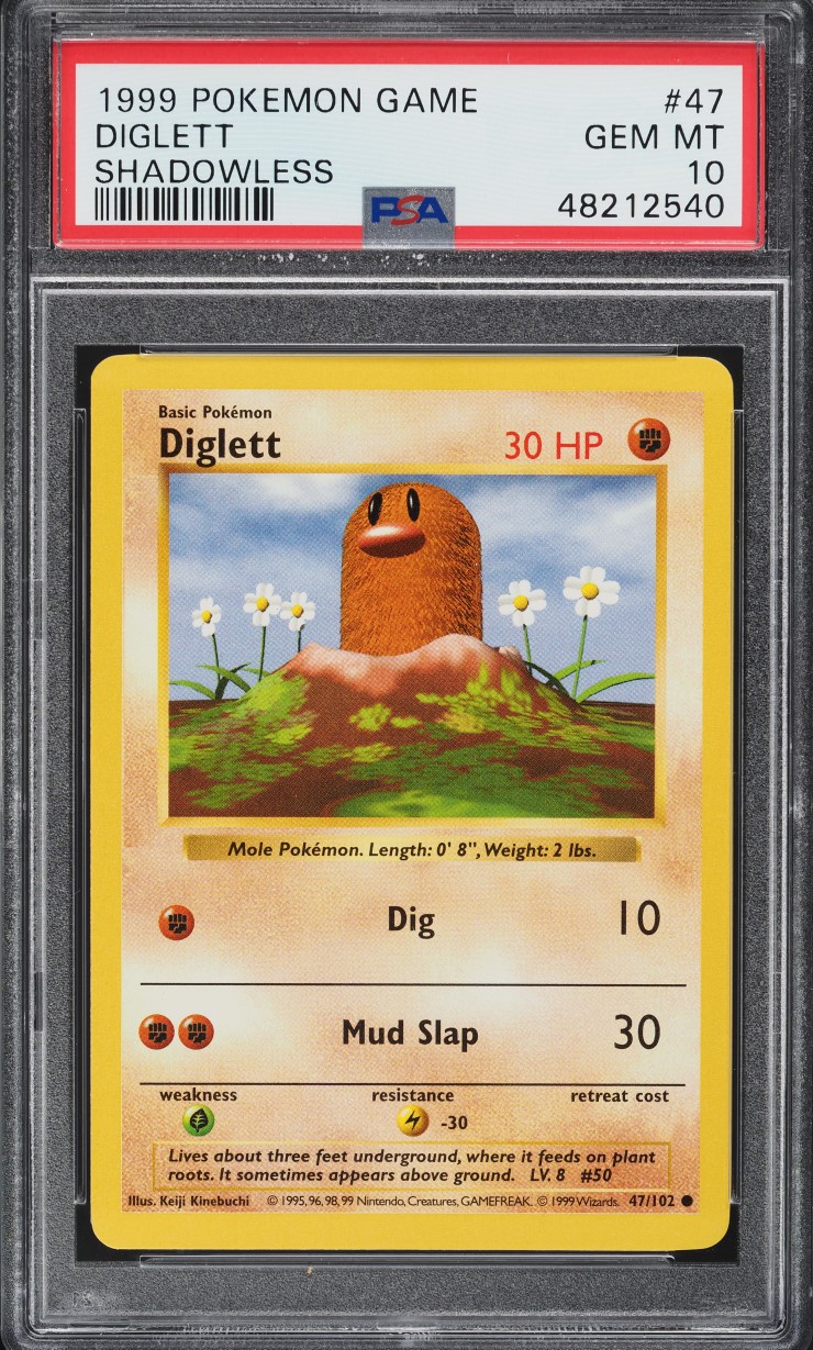 1999 Pokemon Base Set Shadowless Diglett #47 PSA 10 GEM MINT