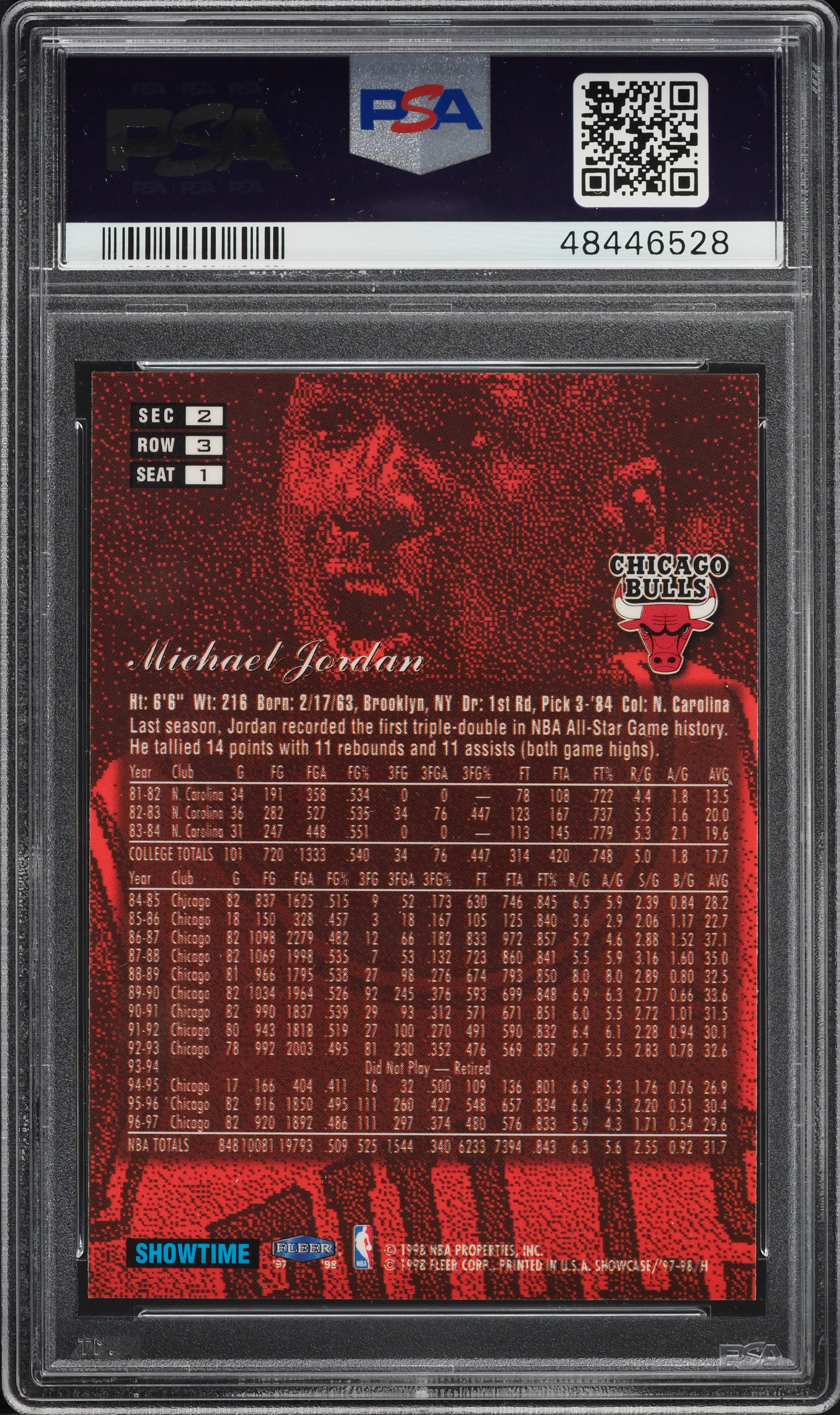 1997 Flair Showcase Row 3 Michael Jordan #1 PSA 10 GEM MINT on 