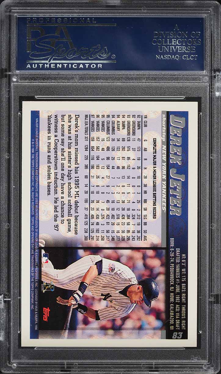 1998 Topps Opening Day Derek Jeter #83 PSA 10 GEM MINT