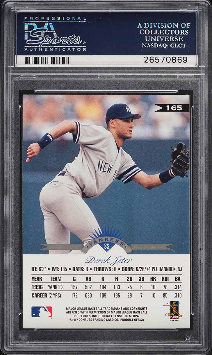 1997 Leaf Derek Jeter #165 PSA 10 GEM MINT