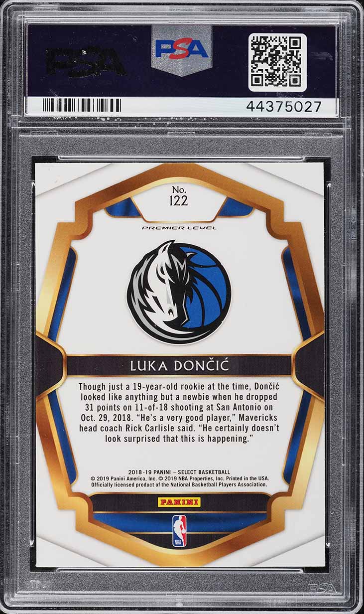 2018 Select Premier Level Luka Doncic ROOKIE #122 PSA 10 GEM MINT