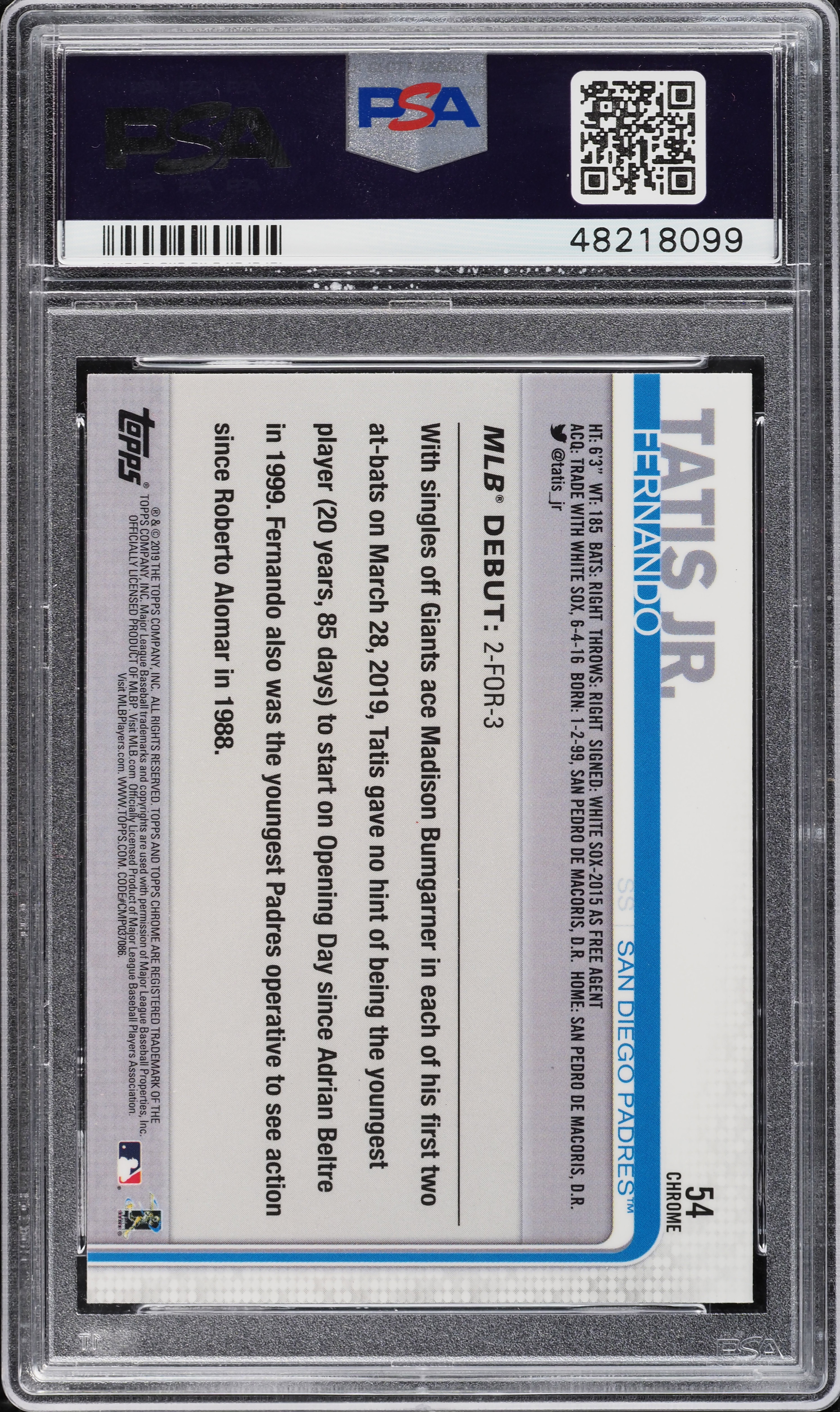 2019 Topps Chrome Update Pink Refractor Fernando Tatis Jr. ROOKIE