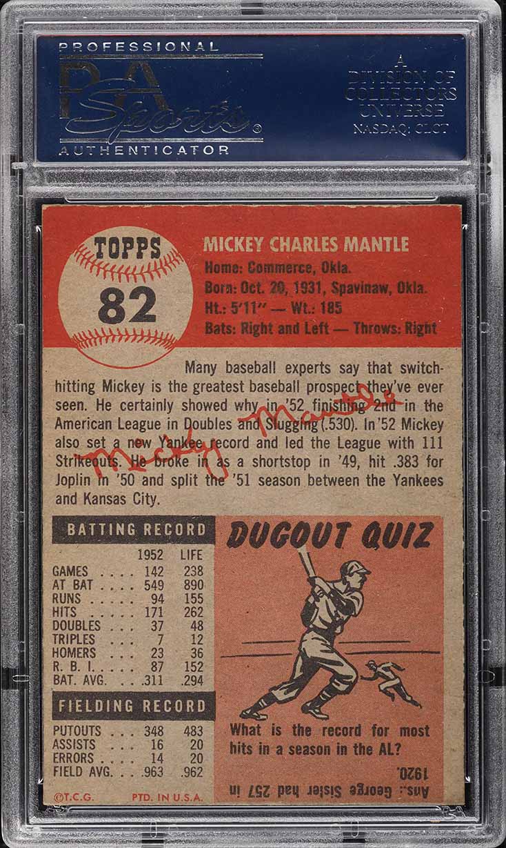 1953 Topps Mickey Mantle #82 PSA 5 EX