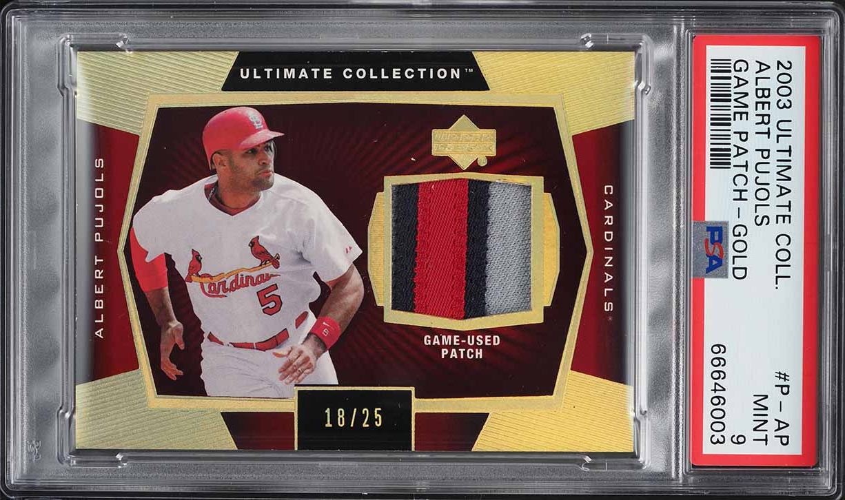 2003 Ultimate Collection Gold Albert Pujols PATCH /25 #P-AP PSA 9 MINT