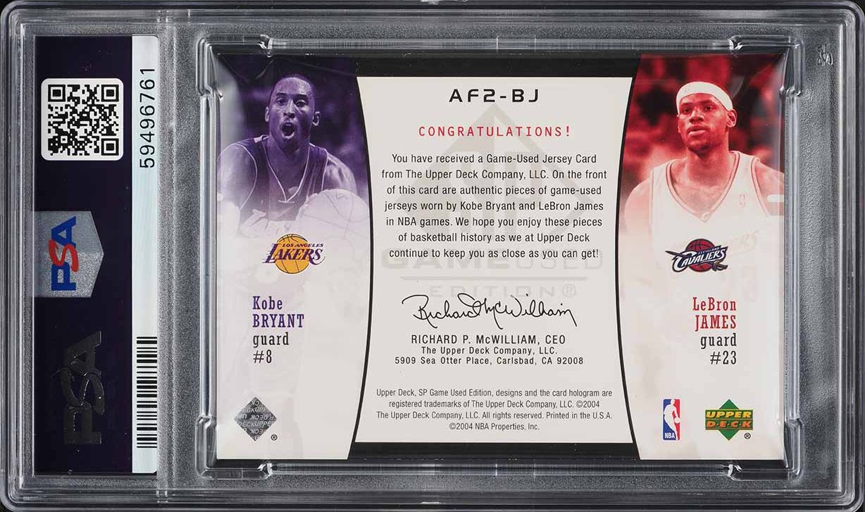 2004 SP Game Used Authentic Fabrics Kobe Bryant LeBron James PATCH