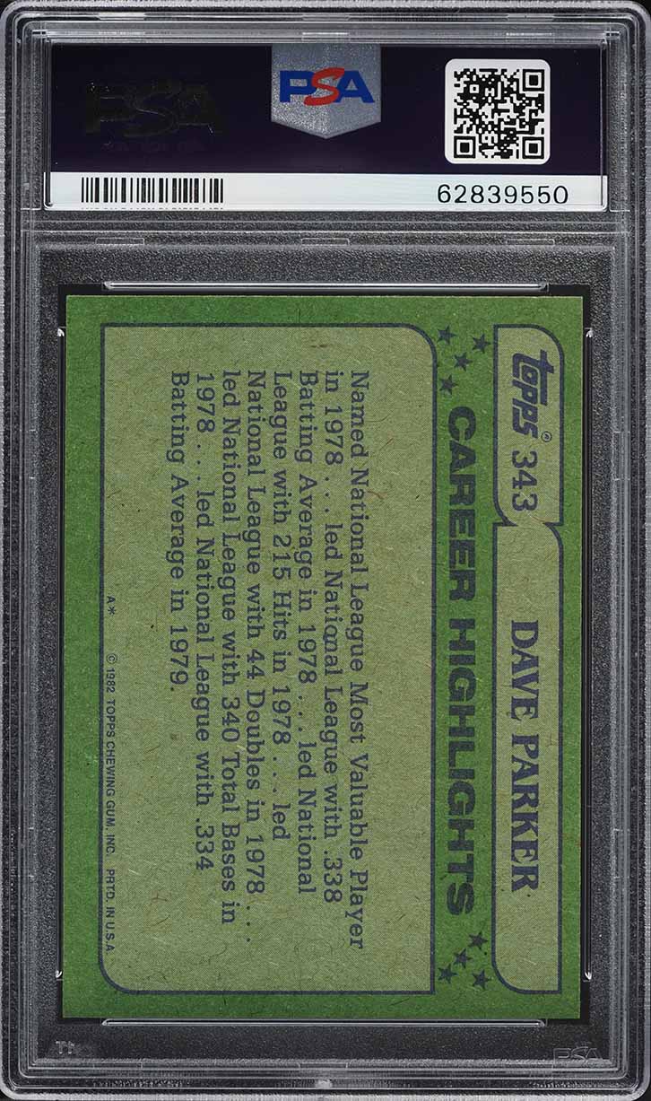 1982 Topps Dave Parker #343 PSA 7 NRMT