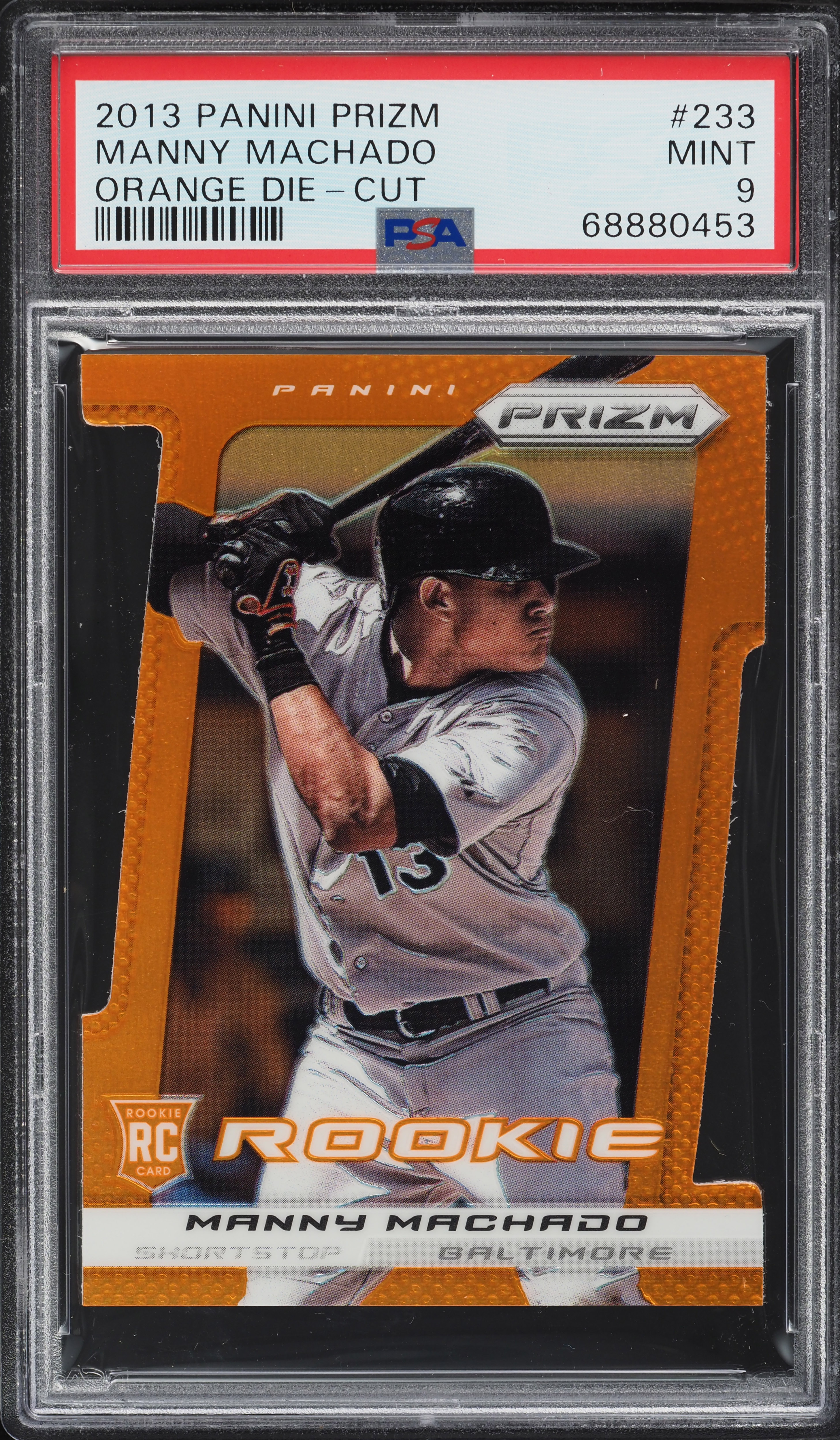 2013 Panini Prizm Orange Die-Cut Manny Machado ROOKIE /60 #233 PSA