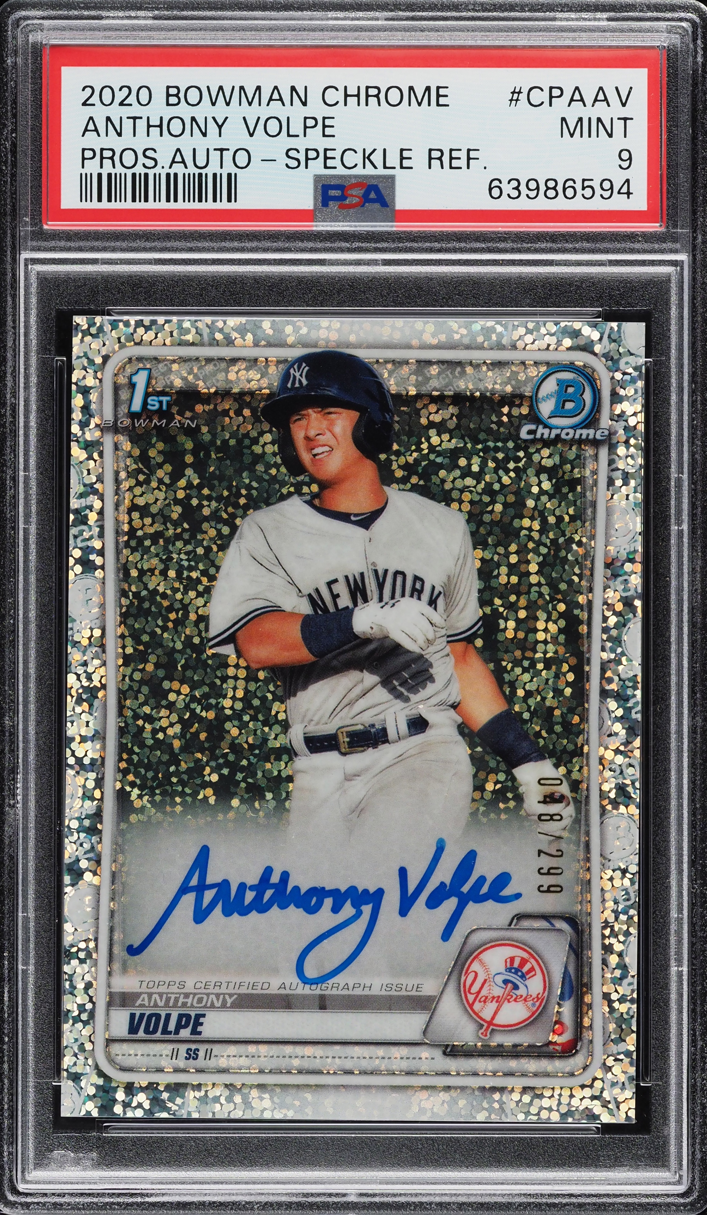 2020 Bowman Chrome Speckle Refractor Anthony Volpe RC AUTO /299