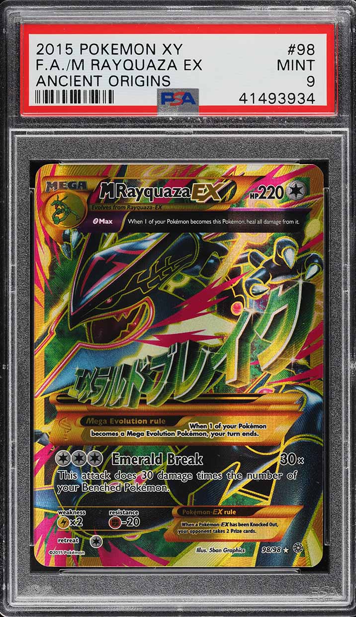 2015 Pokemon XY Ancient Origins Full Art M Rayquaza EX #98 PSA 9