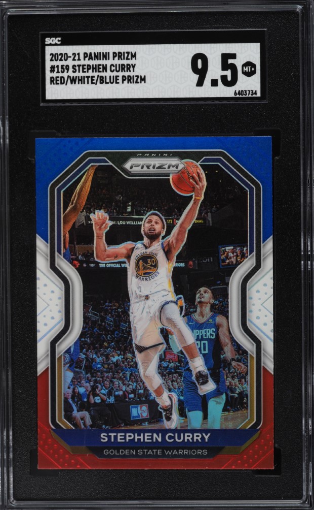2020 Panini Prizm Red White Blue Stephen Curry #159 SGC 9.5 MINT+