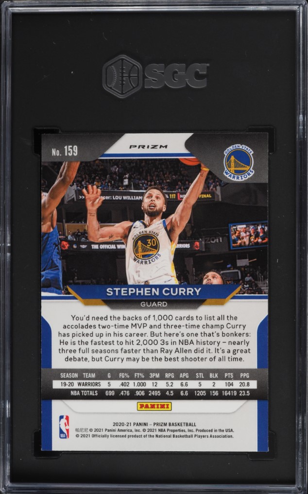 2020 Panini Prizm Red White Blue Stephen Curry #159 SGC 9.5 MINT+